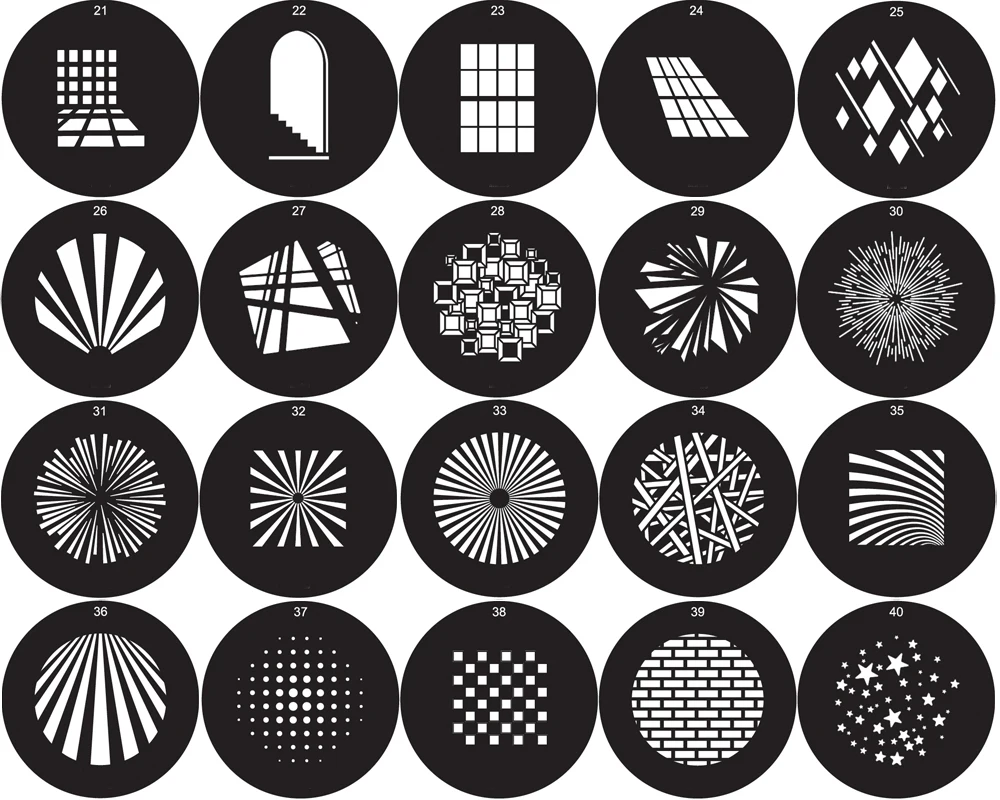 100pcs 66mm 2022 new Gobo Kits Máscaras de Inserção para Godox SA-09 001 002 003 004 S30 S60 SL150II VL150 VL200 Bowens Montar Luz