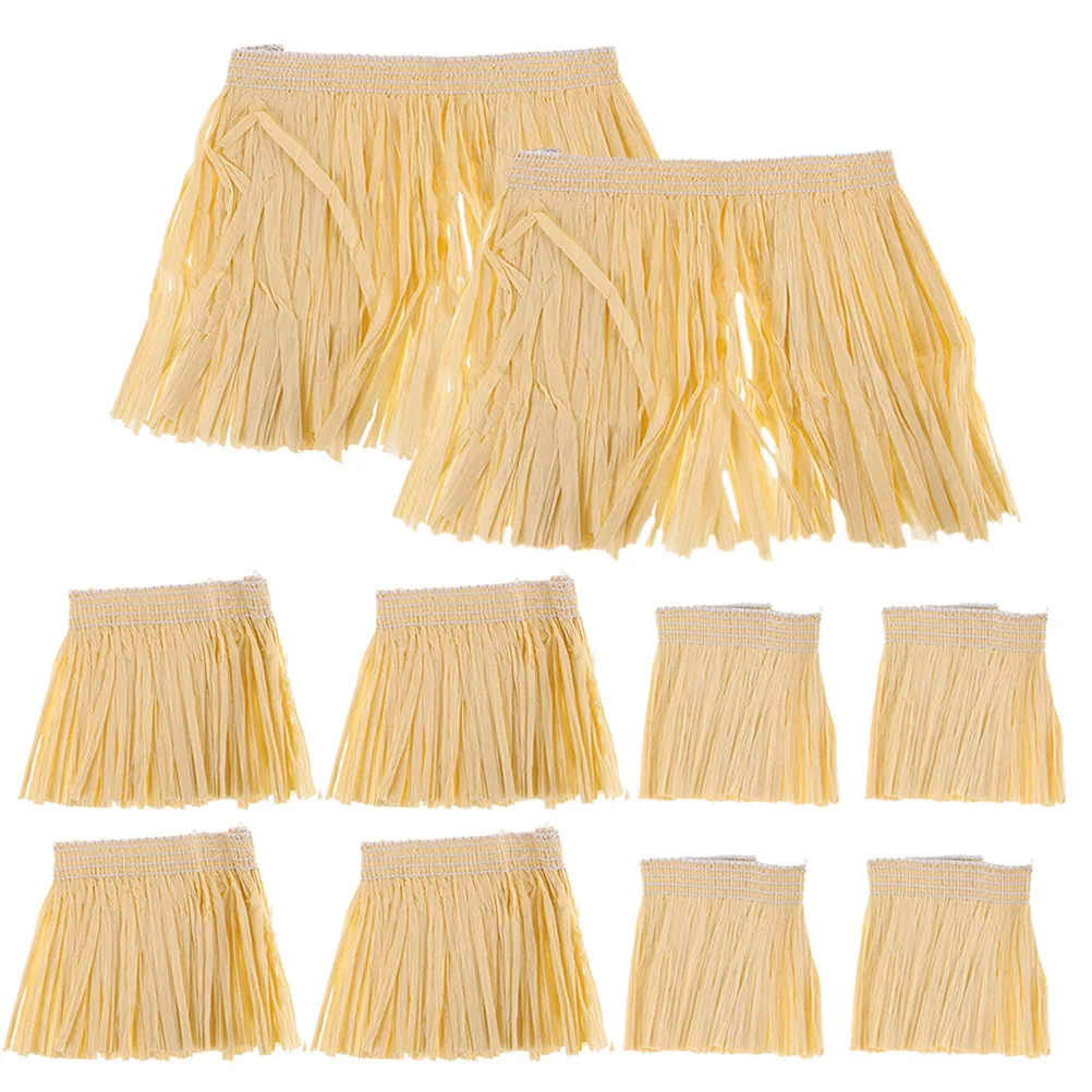 

2 Sets Skirts Raffia Paper Tassel Props Unisex Stage Performance Costume Luau Party Outfits Summer Dresses