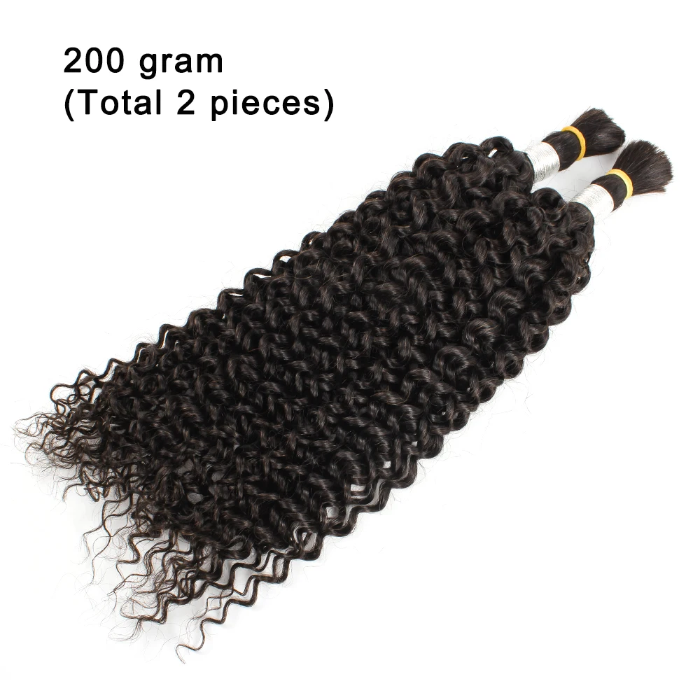 Bulk Hair For Braiding Jerry Curly Remy Indian Human Hair 14 to 24 Inches No Wefts 100g/piece Natural Color Hair Extension