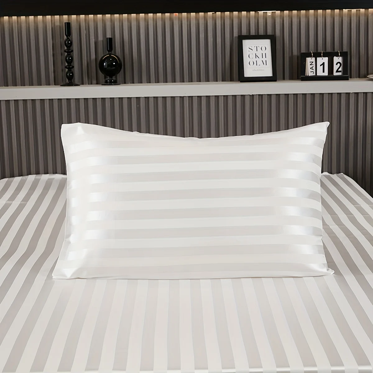 2pc Simple and Versatile Solid Color Forged Tribute Stripe Pillowcase Set of 2, Soft and Smooth, Beautiful and Elegant, Machine