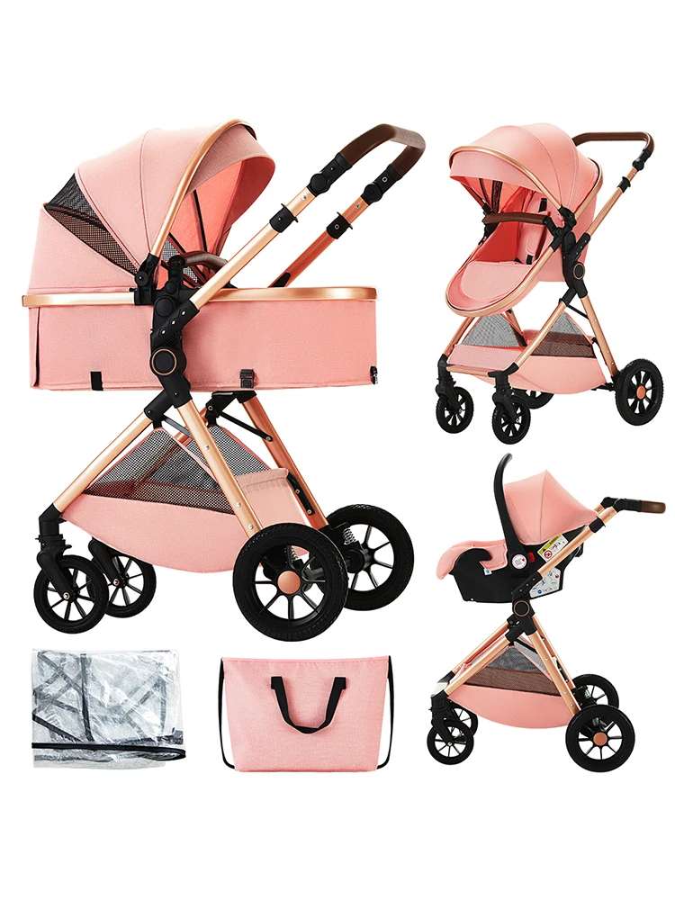 Tragbarer 3-in-1-Kinderwagen mit Autositz, faltbarer Kinderwagen, leichter Kinderwagen für Kleinkinder, Reise-Kinderwagen, Autositz-Kombination