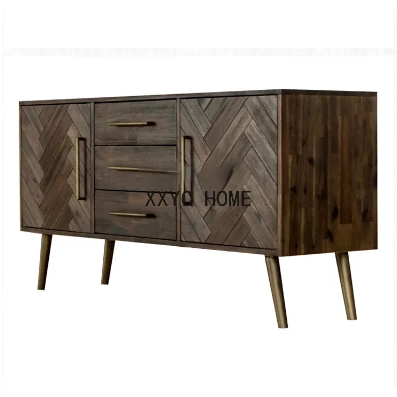 

Light Luxury Solid Wood Dining Side Entrance Tea Cabinet Chest of Drawers Log Kitchen Storage Organizer Nordic Buffet