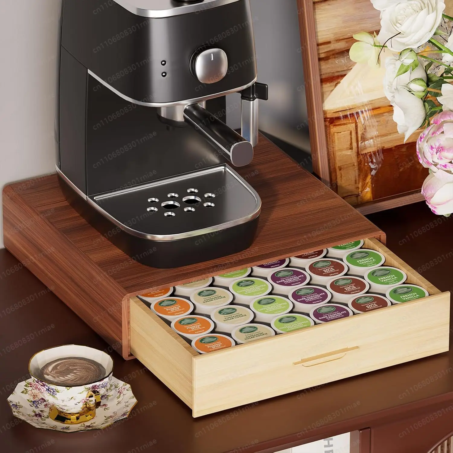 Cross-border table wooden coffee capsule storage box pantry tea bag organizer home base bracket