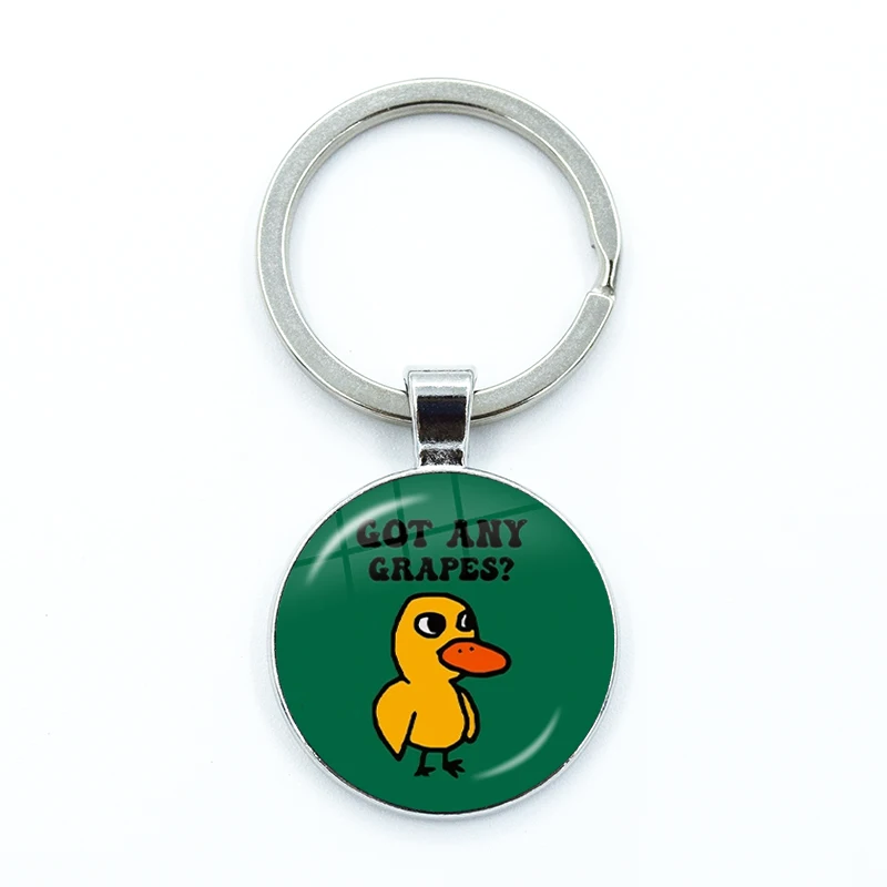 بطة مطبوعة الزجاج كابوشون كيرينغ ، سلاسل المفاتيح الكرتون ، الليمون الجليدي الطازج حصلت على أي العنب ، قصة مضحكة ، سحر البط للهدايا #4