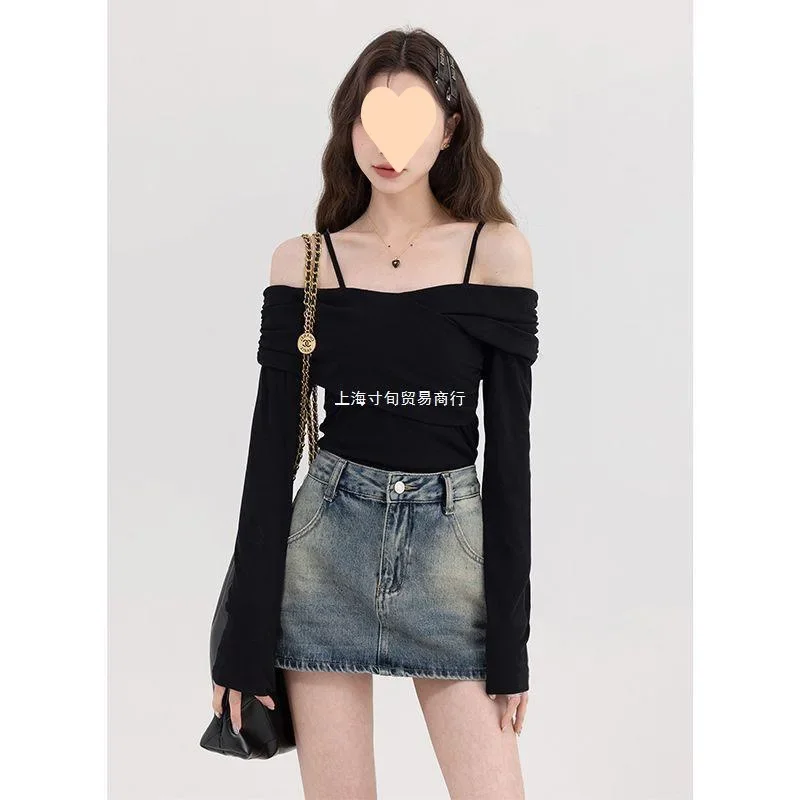 

Sexy Off Shoulder T Shirt Women Spring Long Sleeve Backless Tops Ladies Korean Fashion Ulzzang Hotsweet Slim Y2k Aesthetic Tees