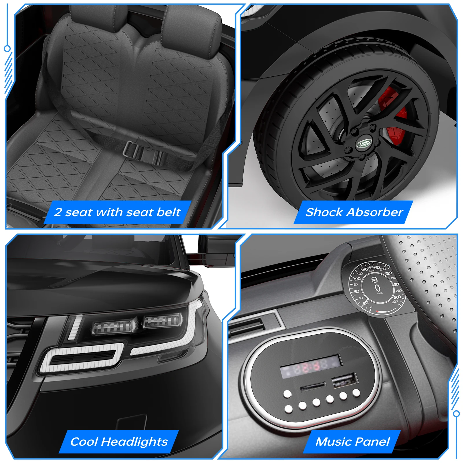 12V Ride On Car, Electric Vehicle Toy for Kid & Toddler, Battery Powered Electric Truck with Remote Control, Music, LED Lights