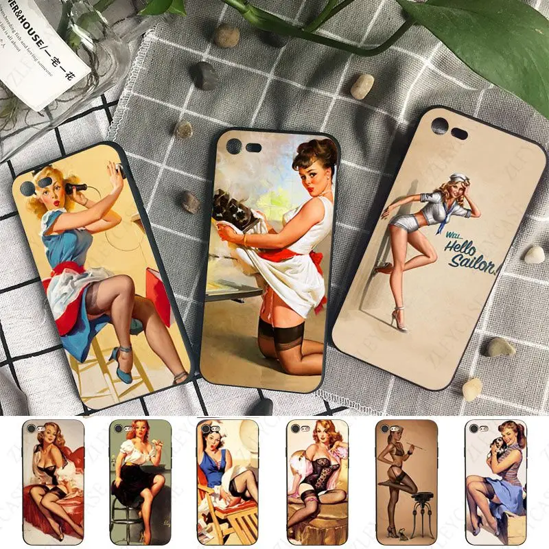 PinUp Girls Pin Up Girl soft phone cover for iPhone 15Pro 16pro 13PRO max 7 XR 14plus 11pro 12pro max 13mini SE 2020 cases coque