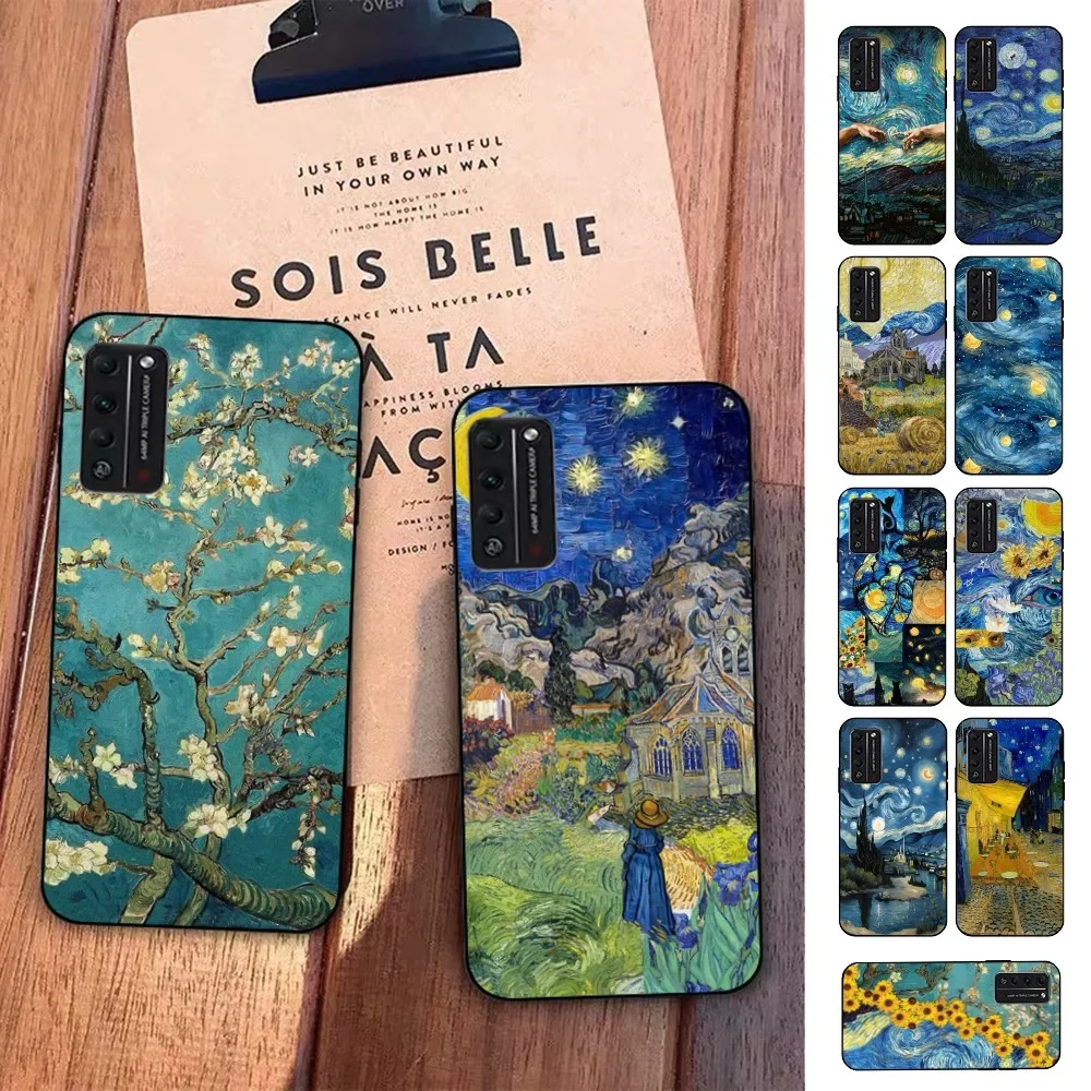 

Art Van Gogh Starry Sunflower Phone Case For Huawei Honor 10 Lite 9 20 7A 9X 30 50 60 70 Pro Plus Soft Silicone Cover