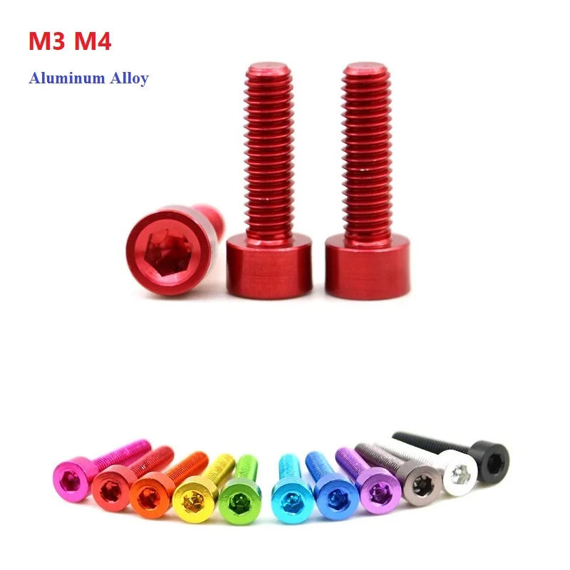 

7075 Colorful Aluminum Allen Bolts Hexagon Hex Socket Cap Head Screw Cup Head Screw Aluminium Anodized M3 M4