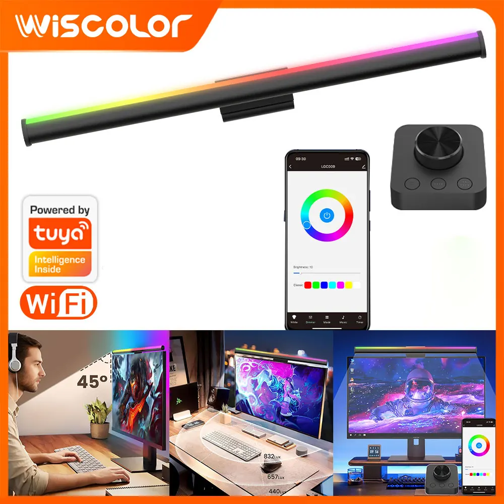 

Светодиодная RGB-лента для монитора, подвесная подсветка для экрана, с диммером и пультом ДУ, для декора игровой комнаты, аксессуары для стола