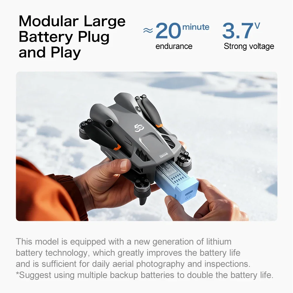 كاميرا مزدوجة بدون طيار بشاشة كبيرة 5.6 بوصة بدقة 8K - لعبة كوادكوبتر قابلة للطي لتجنب العوائق بدون فرش #3