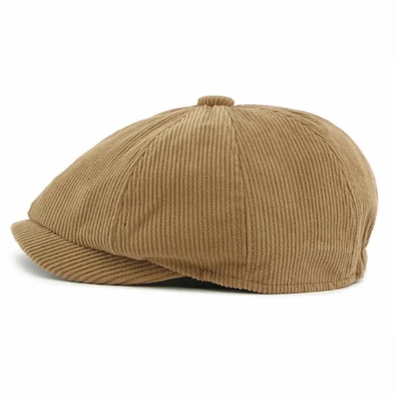 Autumn Winter Corduroy Newsboy Cap Retro Peaky Blinders Gatsby Hat Soft Warm Unisex Flat Ivy Cabbie Driving Beret Caps - view 4