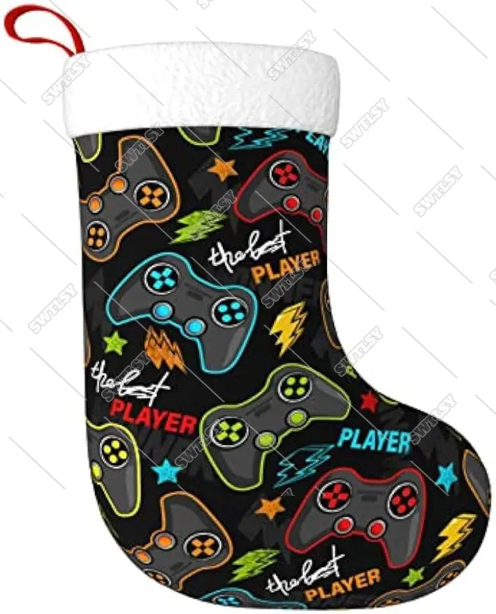 Gamer Boy Gifts Personalized Christmas Stocking Large Xmas Stockings Fireplace Hanging Stockings Christmas Gifts for Family