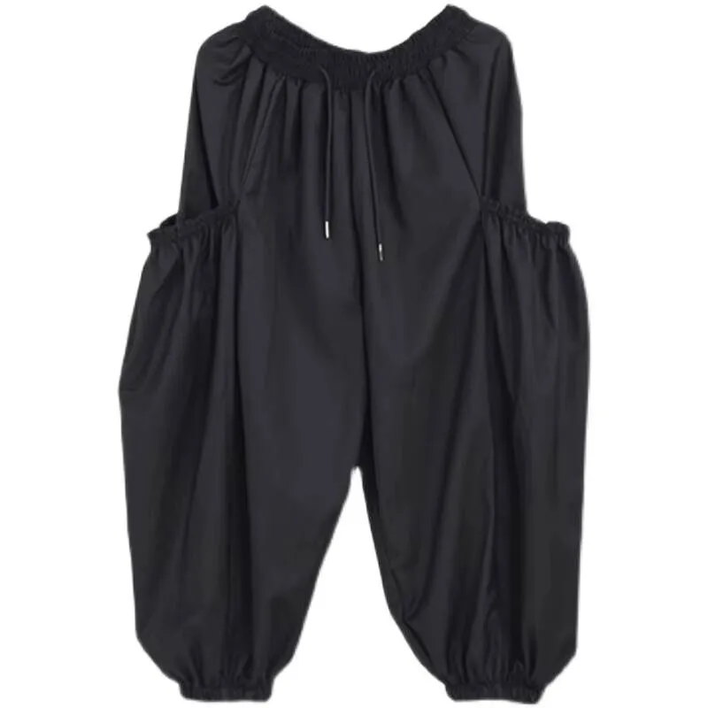 

Брюки Харлан Брюки Повседневные мужские свободные черные укороченные карманы Уличная одежда Мужские темные брюки-кюлоты в стиле Ямамото