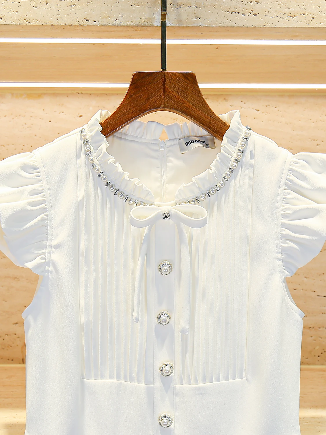 Ele Knot Pearl Detail Flng Sve Dr Gonna a trapezio a vita alta da donna Fibra di poliestere Primavera Estate Autunno...