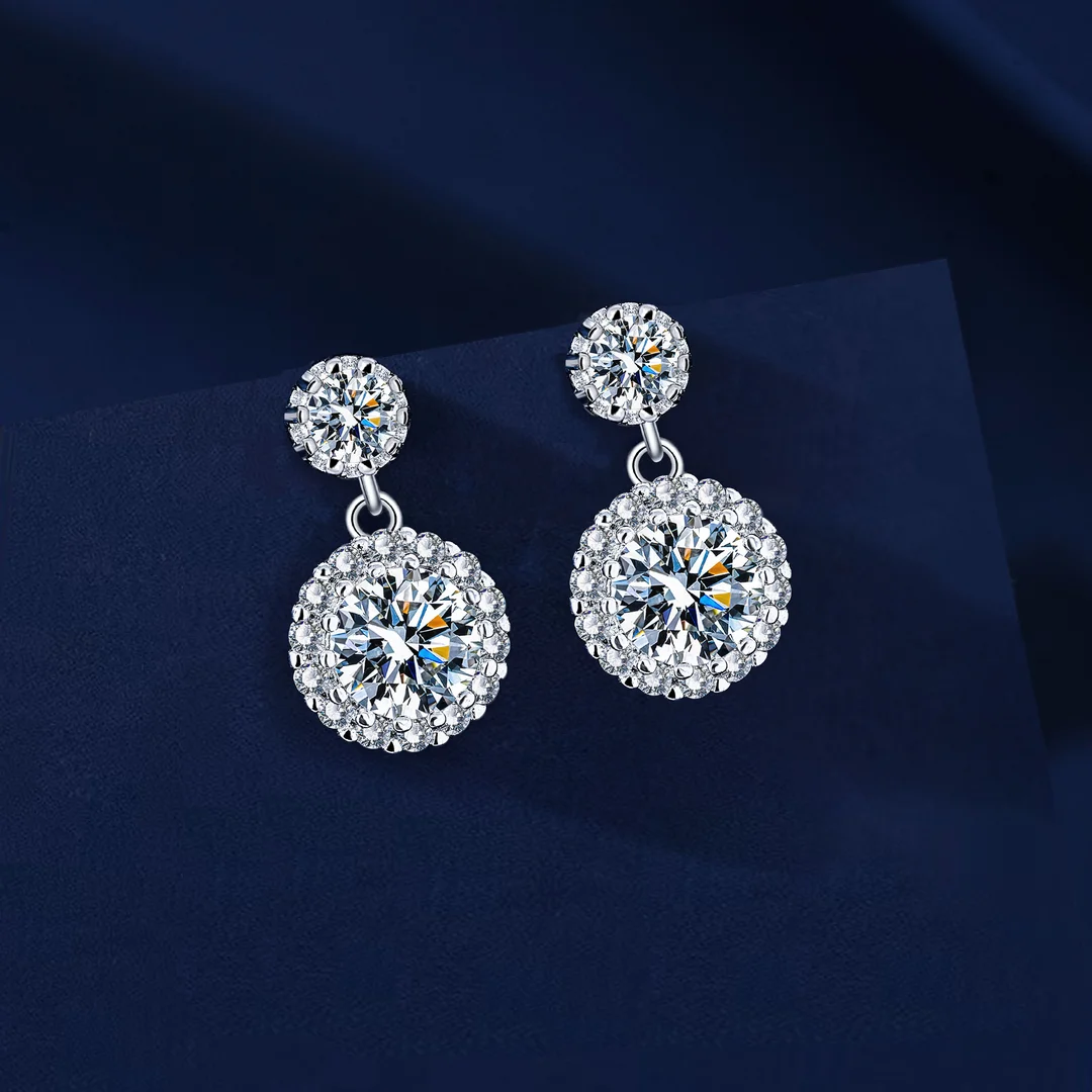 

1ct S925 Sterling Silver Moissanite Earrings Trendy Luxury Designer Earing for Women Gift With Certificate
