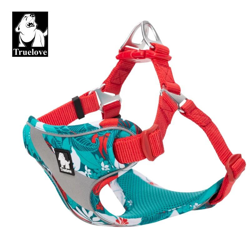 Truelove Floral Dog Harness Soft Padded Cotton Pets Vest Dog Harness Adjustable Snappy Easy Fit Travel TLH5952