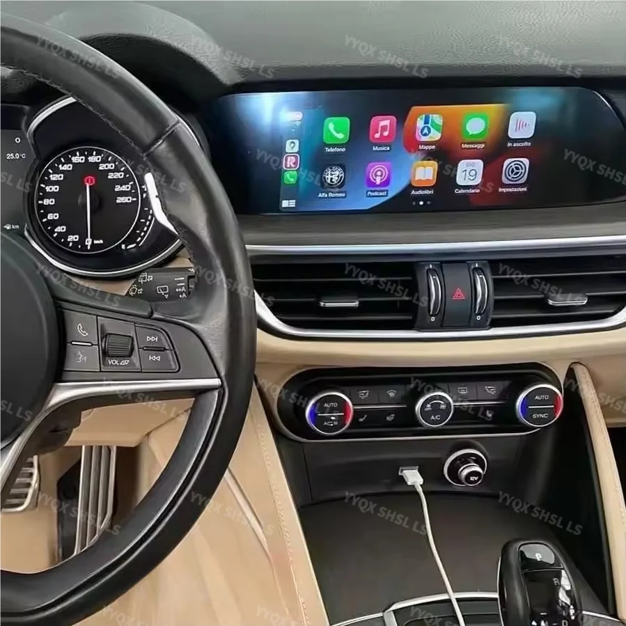 Multimédia de voiture Android pour Alfa Romeo Giulia Stelvio 2016 2017 2018-2021, écran Audio stéréo, Navigation GPS, Carplay automatique 10.25"