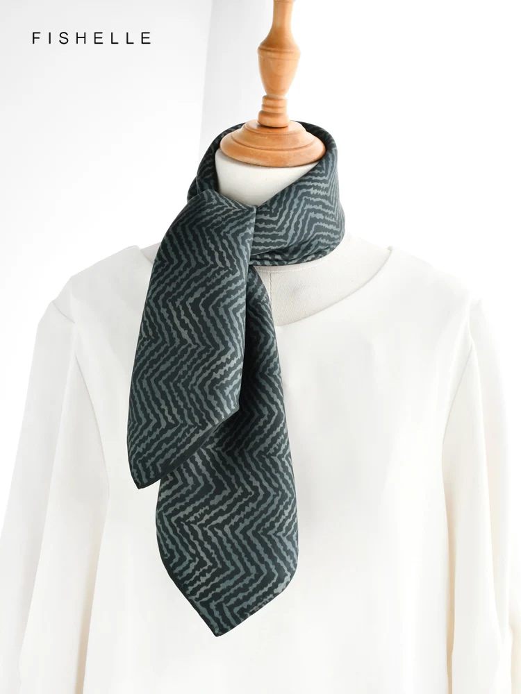 Grey black striped men's silk suit scarf real silk small scarfs natural silk scarves spring autumn hijab handkerchief