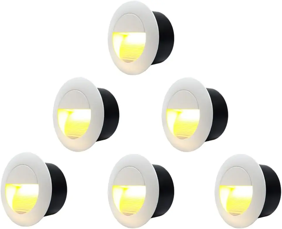 6Pcs 3W LED Recessed Wall Light, Step Light, IP65 Waterproof Staircase Lighting, lnside Outside Garden Balcony Corridor,Aluminum