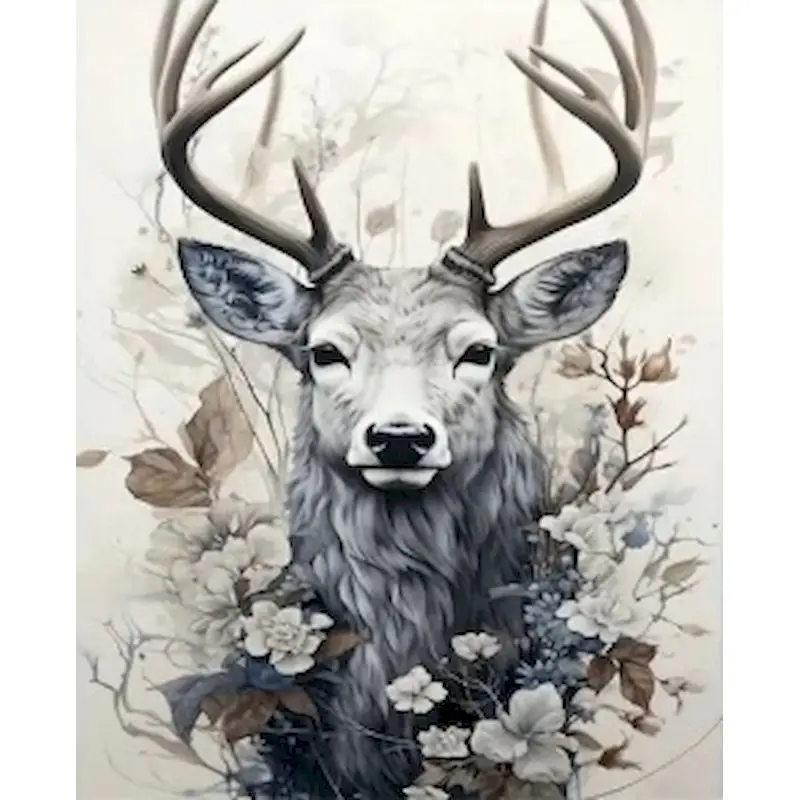 

PhotoCustom Acrylic Diy Painting By Numbers Black White Deer Picture With Numbers Animals For Home Wall Art Decors 60x75cm