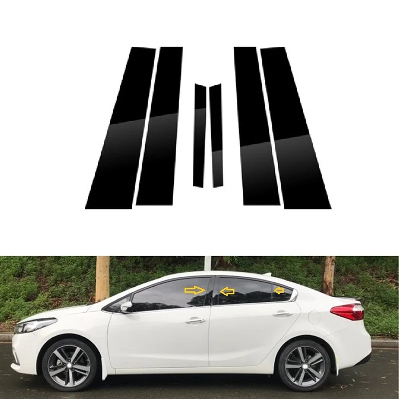 For Kia Cerato K3 Forte 2014 2015 2016 2017 2018 Car Glossy Piano Black Pillar Posts Door Trim Cover Exterior Auto Accessories