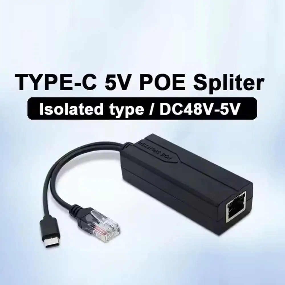 100/1000Mbps Type-C USB Active POE Splitter Full-Duplex/Half-Duplex 48V to 5V 2.4A 3.5A IEEE802.3Af/At Ethernet Separator