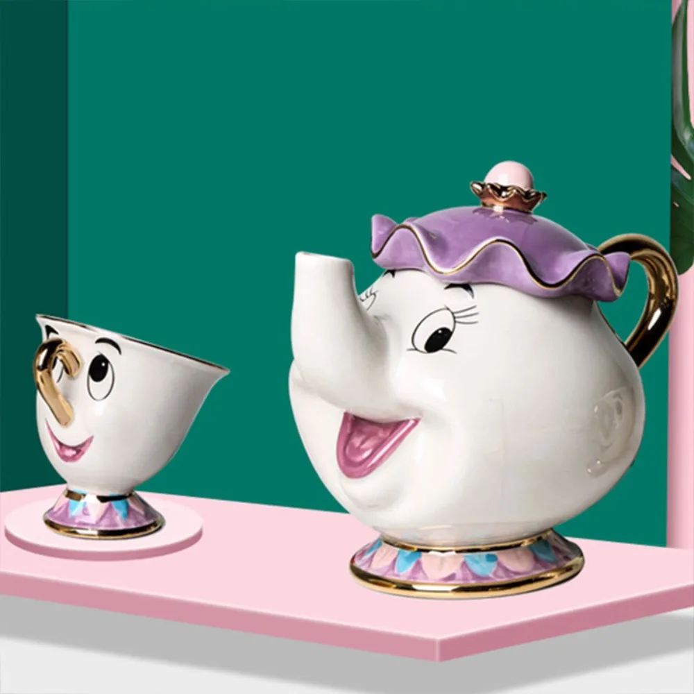 

Disney Teapot Cute Cartoon Beauty and The BeastCoffee Pots Mug Mrs Potts Chip Cup Tea Pots CupOne Tea Sets Gift Droshipping