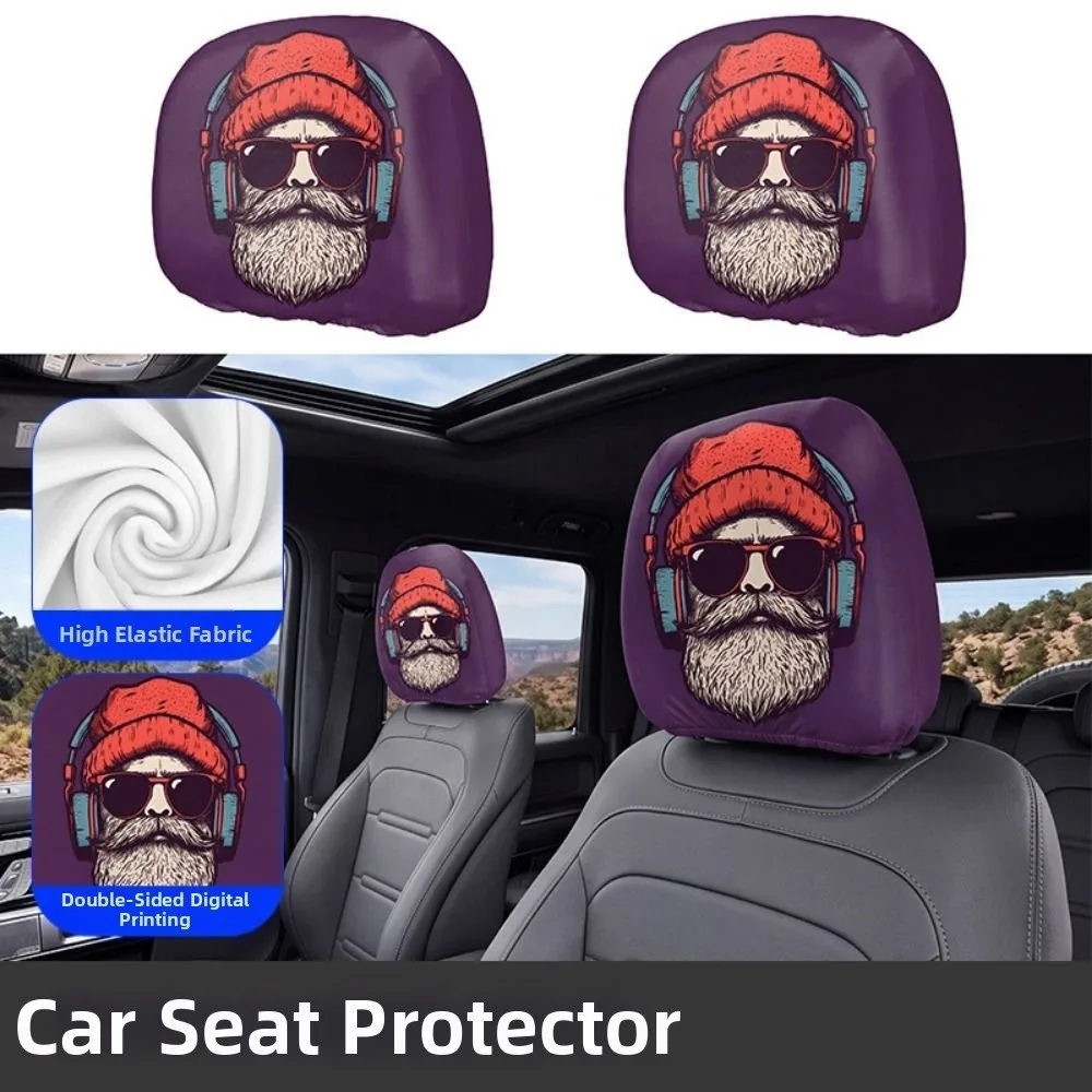 2Pcs Cartoon Car Headrest Covers Cool Decorations Soft Comfortable Car Pillowcase Exaggerated Stain-Proof Oil-Proof