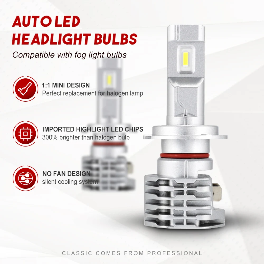 NOVSIGHT H4 LED H7 H11 H8 9006 HB4 9005 HB3 Auto Car Headlight Bulbs 50W 8000LM Car Lamp 6000K White Mini Size Fog Light Bulb