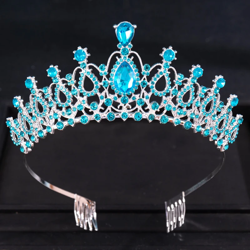 Barokowy Diadem kryształowa korona z grzebieniem Rhinestone bal Diadem i kobiety ślubne ślubne włosy akcesoria biżuteria korona Tiara