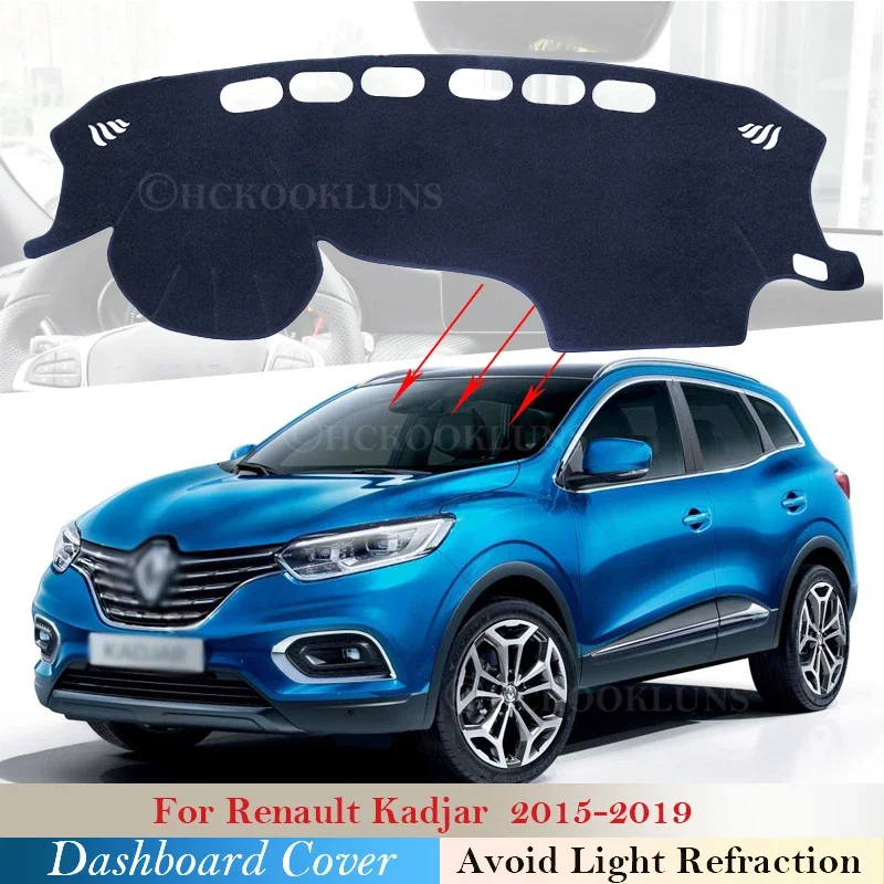 Dashboard Cover Protective Pad for Renault Kadjar 2015 2016 2017 2018 2019 Car Accessories Dash Board Sunshade Anti-UV Carpet