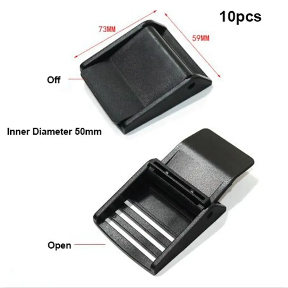 10pcs 블랙 바인딩 스트랩 압력 버클 클립 플라스틱 부품 조정 버클 10 스타일 리본 벨트 버클 수하물 액세서리