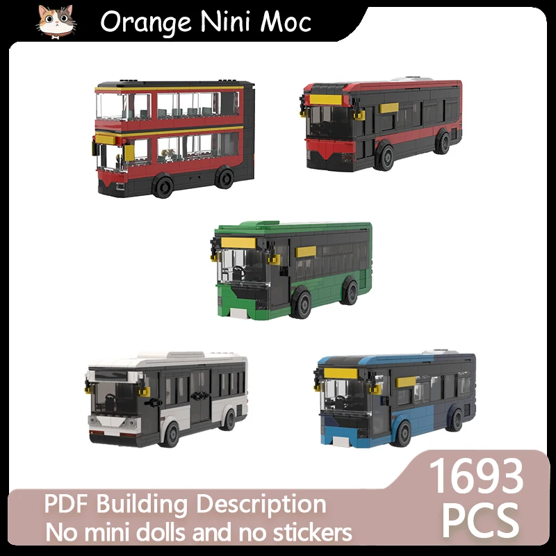 

City Car Model MOC Building Bricks Urban Double-Decker Shuttle Bus Modular Technology Gifts Holiday Assemble Children Toys Suit