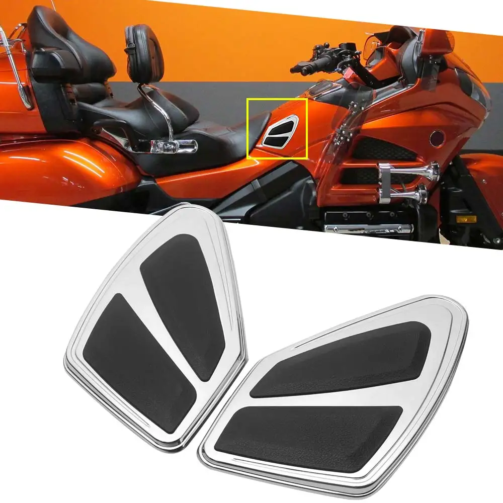 Brand New Tank Trims Knee Pads For Honda Gold Wing Airbag Audio Comfort Nav Abs Gl1800Bm 2012-2017 Black With Reflective Chrome