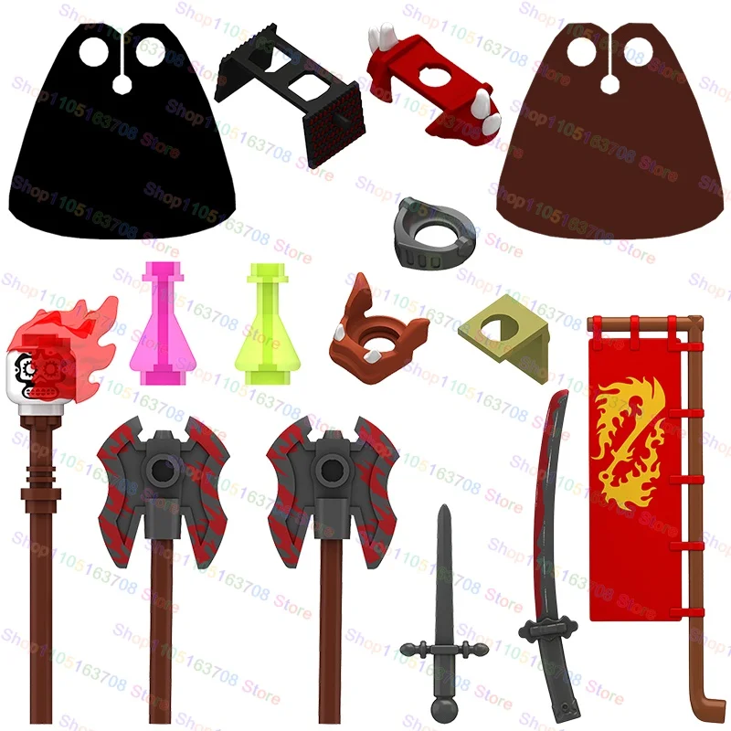 Medieval Military Castle Orcs Soldier Figures Building Blocks Army Warrior Knight Shield Cloak Armor Bricks Toys N801-810