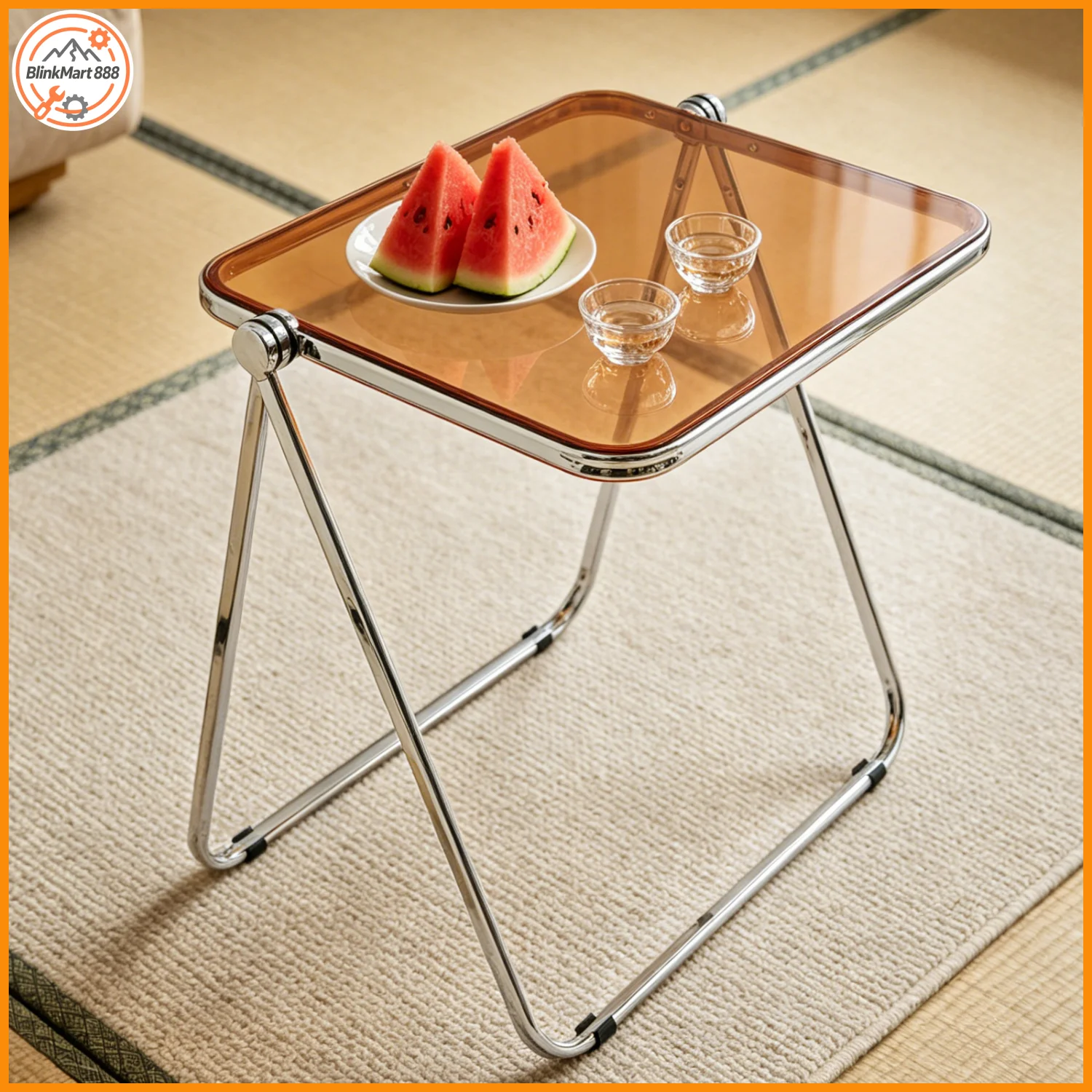 

Modern Acrylic Metal Coffee Tables| Foldable Clear Sofa Side Table for Living Room| Minimalist Bed Side Table