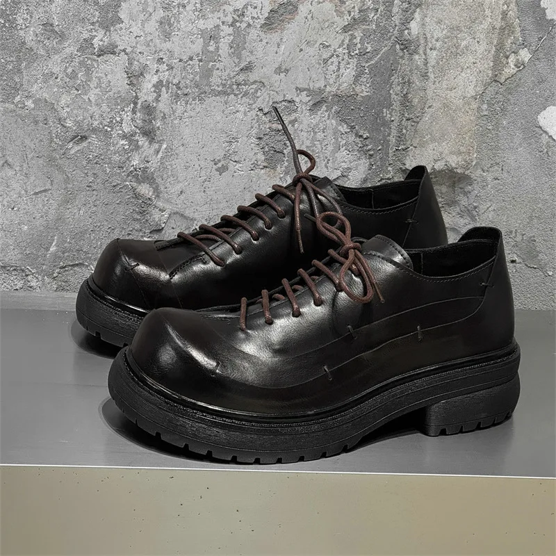 Men's Business Shoes Autumn Lace-up Men Business Shoe British Chunky Male Derby Shoes Luxury Men's Dress Shoes Platform Casual