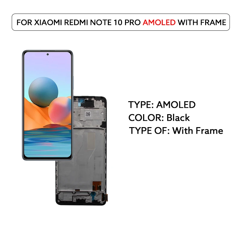 Scherm voor Xiaomi Redmi Note 10Pro M2101K6GM2101K6R Scherm Vervanging Touch Digitizer Display Assembly LCD AMOLED Scherm Onderdeel