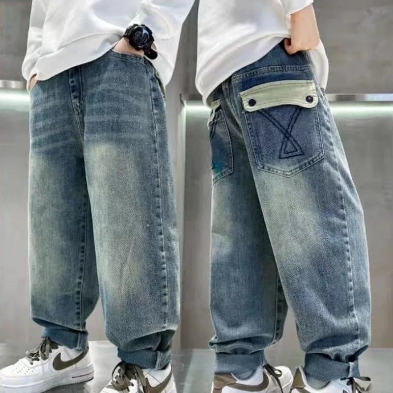 Premium Boys' Jeans Spring Autumn 2025 New Stylish Unisex Stretch Denim Casual Wear for Kids 6-12 Years