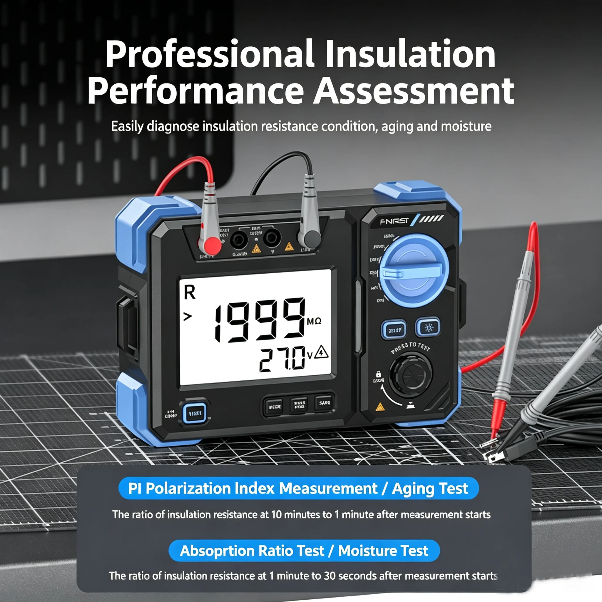 FNIRSI MRT-1050 Insulation Resistance Tester 1000V 20G Ω Megohmmeter With AC/DC Voltage Measurement Capability