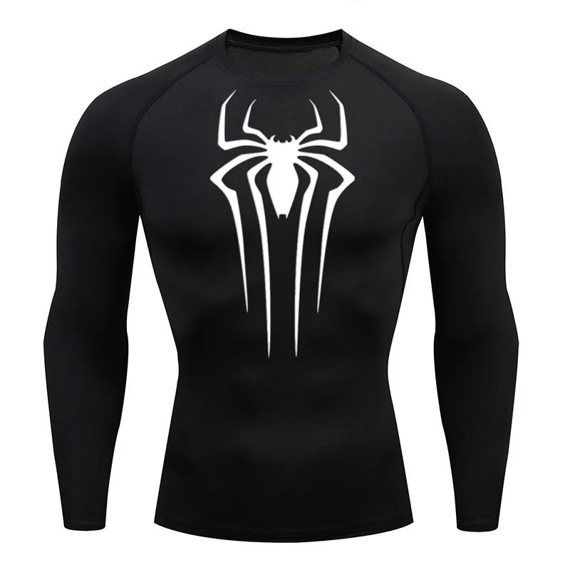 Men\'s Compression Shirt Fitness Workout Anime Super Spider Print Sport Tight Gym TShirts Athletic Quick Dry Tops Tee Summer Male