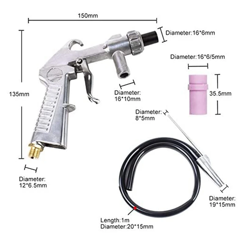 Sandblaster Feed Blast Air Siphon Sand Blasting Abrasive Tool Ceramic Nozzles Tips Kit Power Tools Sprayer