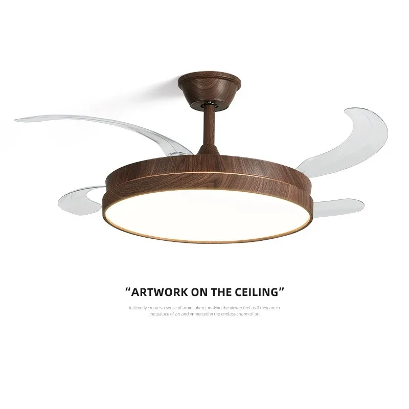 Modern Minimalist Remote Control Dimmable Ventilador LED Ceiling Fan Creative Lustre Lamp for Bedroom Home Decoration Chandelier
