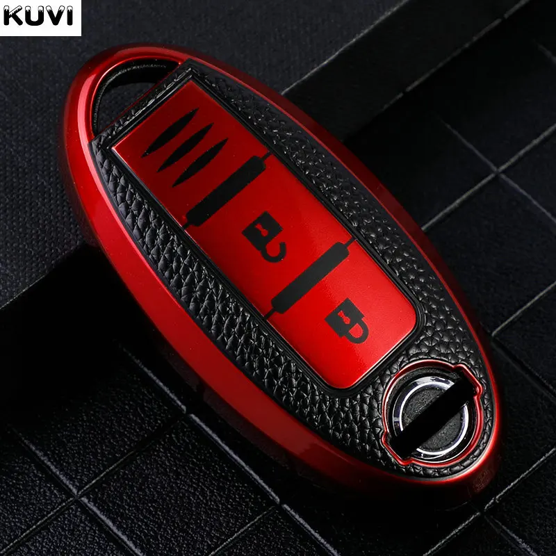 Leather TPU Car Key Case Cover for Nissan Leaf Micra Qashqai J11 J10 X Trail T32 Versa Note Patrol Key Fob Cover Accessories