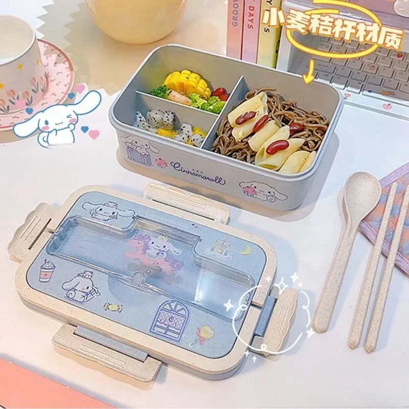 Sanrios Anime Kawaii Cinnamoroll Lunch Box for Children with Rice Artifact Cute Large Capacity Student Lunch Box Christmas Gift