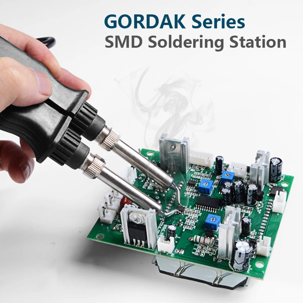GORDAK 902 BGA Rework Soldering Station Double Electric Heating Clip Soldering Iron Tweezers Desoldering Tools