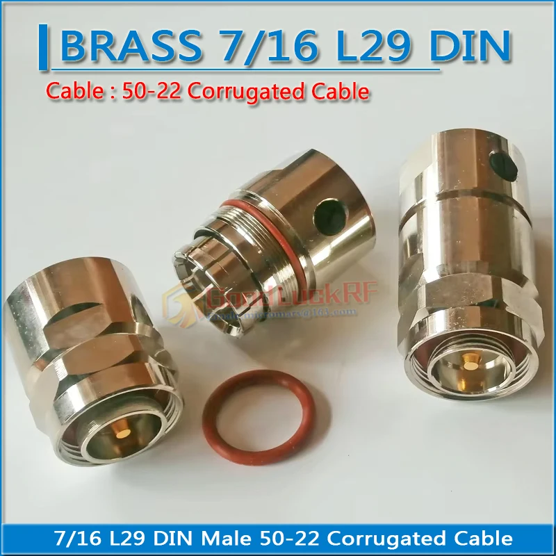 

7/16 L29 DIN Male plug Clamp Solder for 7/8 50-22 corrugated Cable Standard Andrew Brass RF connector Adapter