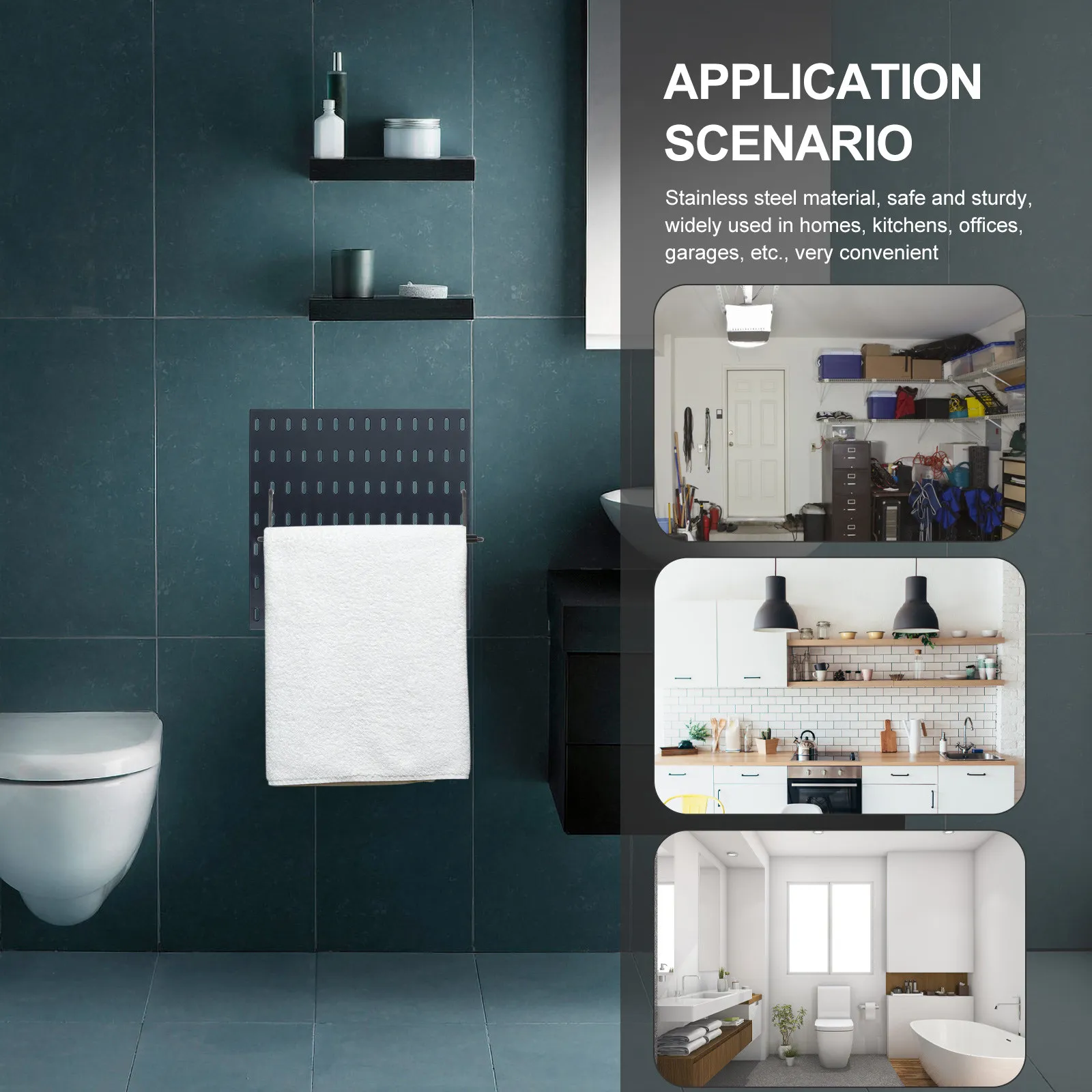 

Pegboard Paper Towel Holder Metal Towel Rack Laundry Room Pegboard Hooks Sturdy Organizer for Kitchen Workshop