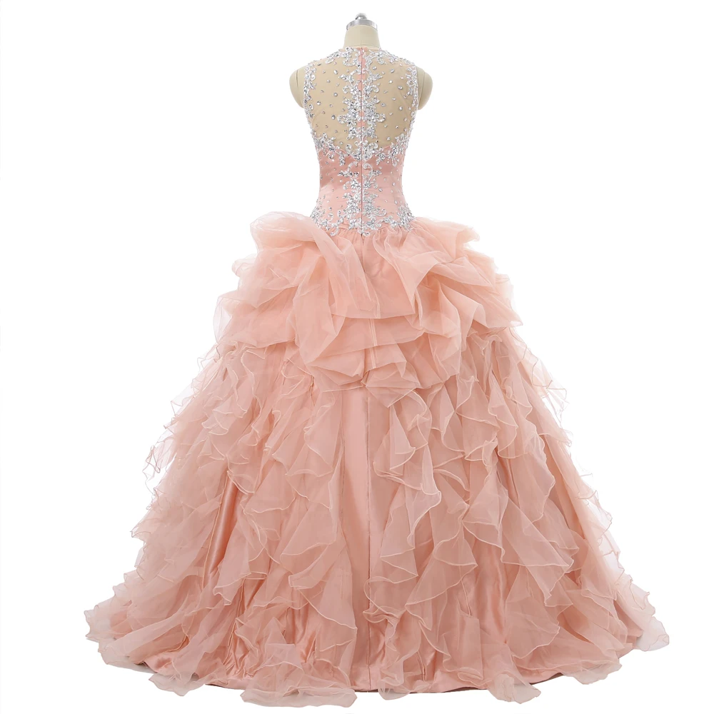 Perlen Rosa Quinceanera Kleider Ballkleid Schatz Organza Appliques Perlen Mexikanischen Süße 16 Kleider 15 Anos